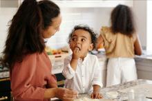 Parent and child in the kitchen