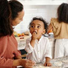 Parent and child in the kitchen